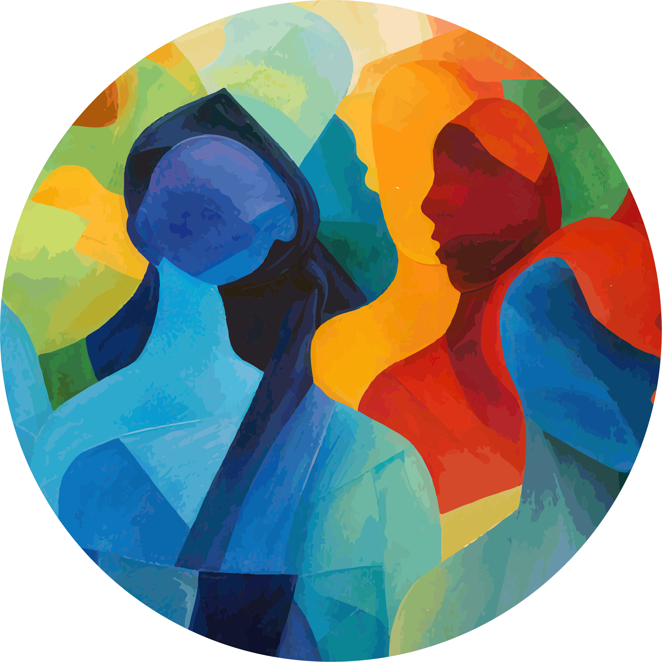 abstract multicolor image of faces
